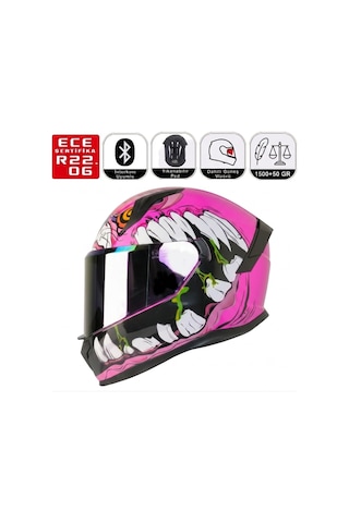 M910 Lady Horus Motosiklet Kaskı Güneş Vizörlü Full Face Kadın Kask Çok Renkli
