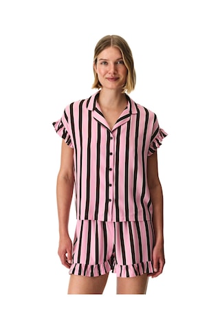 Penti Kahverengi Lily Çizgili Gömlek Şortlu Pijama Takımı Bbw
