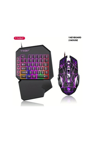 Techbloom Ergonomic Oyuncu Seti Black 35 Tus Uzun Süreli Oyun İçin Yorulmayan Rgb Programlanabilir Tek Elle Klavye Ve Fare Seti Diğer