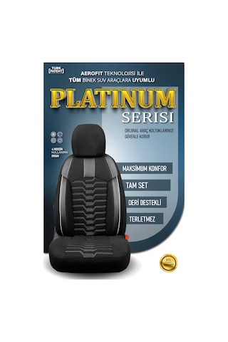 Volkswagen Taigo Uyumlu Lüx Deri Detaylı Oto Koltuk Kılıfı Ön Arka Takım Platınum Siyah Beyaz