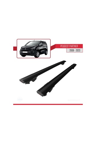 Peugeot Partner 2019-2022 Arası İle Uyumlu Hook Model Anahtar Kilitli Ara Atkı Tavan Barı Siyah