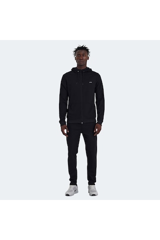 Slazenger RICH Erkek Fermuarlı Kapüşonlu Cepli Siyah Eşofman Takımı