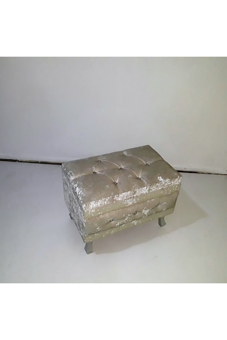 Çeyiz Sandık Kapitone Model 3Lü Set Krem Kadife Kumaş İçi Kırmızı