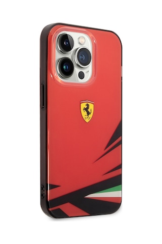 İphone Uyumlu 14 Pro Max Kılıf Ferrari Sarı İtalyan Bayrak Baskılı Dizayn Kapak Kırmızı