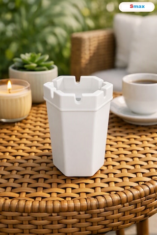 Kokusuz Küllük, Kokusuz Dumansız Altıgen Küllük Plastik Beyaz Asimetrik Tr Dumansız Altıgen Küllük Dayanıklı Plastik Modern Tasarım
