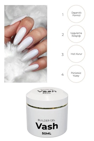 Vash Protez Tırnak Jeli Milky White 50 Ml Uv/led Protez Tırnak Jeli - Beyaz