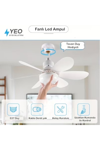 Led Işık Ve Fan Sessiz 3 Renk Modu Ve 3 Hız Modu Kumandalı Tavan Vantilatörü