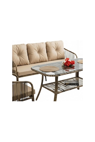 Capri Swing Artemis Üçlü Rattan Balkon Bahçe Takımı Kahve Diğer