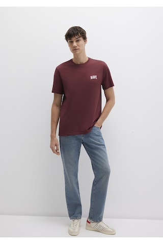 Mavi - Mavi Logo Baskılı Bordo Tişört 0611714-70396 Bordo