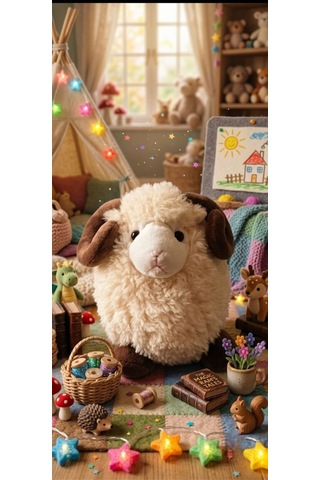Peluş Kuzu 30 Cm Krem-kahverengi