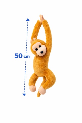 50 Cm Uzun Kollu Peluş Maymun Cırt Cırtlı Eller, Asılabilir Yumuşak Oyuncak Turuncu