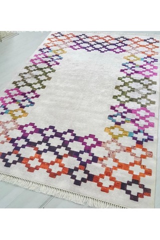 STY Home Renkli Kaymaz Tabanlı Halı Yıkanabilir Halı