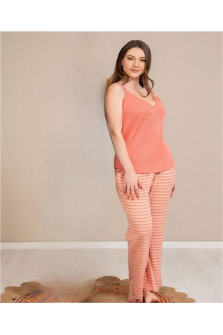 Baha Perfect Club Kadın İp Askılı V Yaka Pijama Takımı 4362k - 1 Adet Kiremit