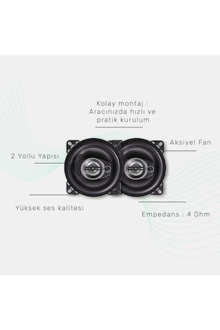 T-sound 4 Öhm 2 Yollu Terrter'li KoaksiyelAraç Hoparlörleri 10cm