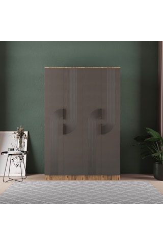 Ekin 4 Kapaklı Eko Bazalı Gardırop - Mdf Kapak Antrasit
