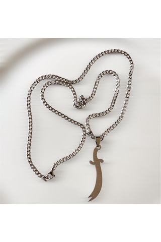 Hz. Ali Temalı Çelik Kararmaz Erkek Kolye 65cm