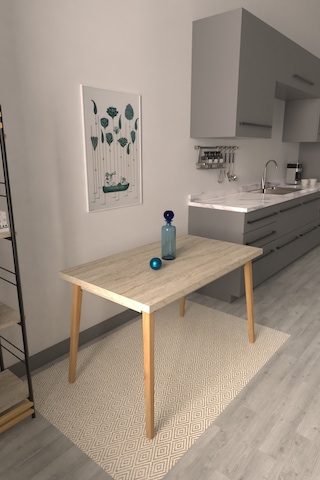 Vilinze Avanos Mdf Sabit Traverten Mutfak Masası - 70x120 Cm