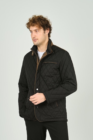 Daynax Erkek Dik Yaka Fermuar Ve Çıtçıt Kapamalı Kapitone Kaban 1000 Siyah Siyah