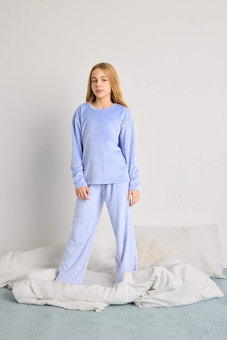 Defacto Pijama Takımı Polar Uzun Kollu Üst Uzun Alt Kız Çocuk D1068a825wnbe250 Mavi-be250