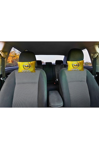 Opel Logolu Sarı Araç Seyahat Boyun Yastığı 2 Li Set Dijital Baskılı Konforlu Sarı