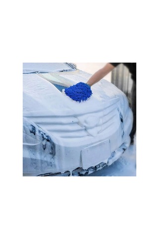 Trobus Peluş Oto Yıkama Eldiveni Süngerli Büyük Boy Çift Yüzeyli 22x19 Cm Sarı