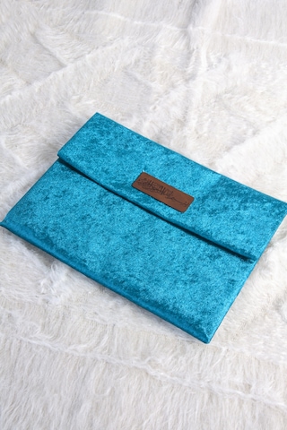 Orta Boy Kuranı Kerim Kadife Taşıma Çantası Petrol Turkuaz