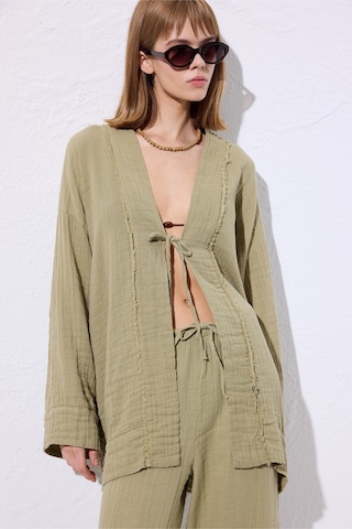 Müslin Geniş Kollu Kimono Adaçayı Adaçayı