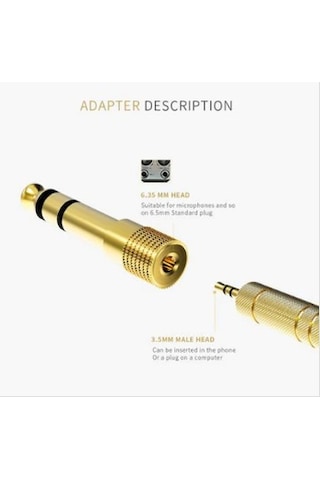 Çivi Jak Çevirici 6.3 MM Erkek 3.5 MM Dişi Dönüştürücü Jack Altın