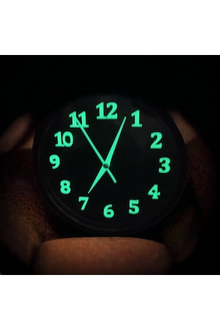 Fosforlu Gece Parlayan Siyah Salon Mutfak Ofis Duvar Saati 22 Cm Siyah