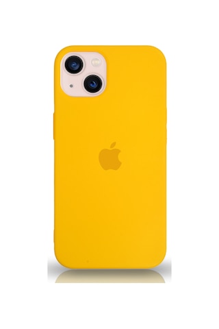 Apple Uyumlu iPhone 13 Mini ile Logolu Silikon Kılıf Altı Kapalı İçi Kadife Lansman Arka Kapak
