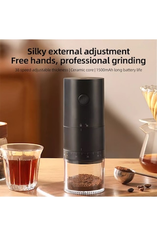 Leezsing Seramik Bıçaklı Elektrikli Çapak Kahve Öğütücü Çapak Öğütücü Usb Şarj Edilebilir 38 Öğütme Ayarları