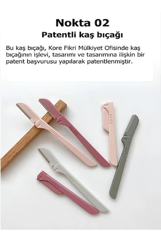 Kaş Yüz Usturası Kapalı Gri Renk Kaş Alma Ve Düzenleyici Tek Çift Katlama Ve Düz Jilet 3'lü Set Gray