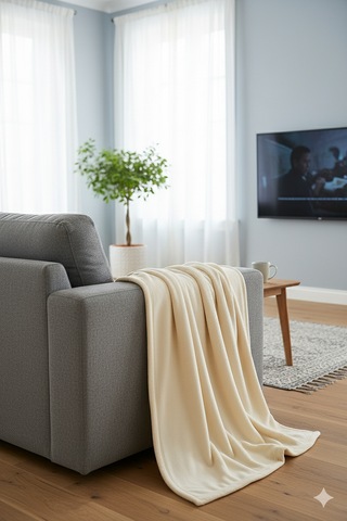 Peluş Tek Kişilik Battaniye Welsoft Battaniye Tv Battaniyesi Polar Battaniye Süper Yumuşak Krem