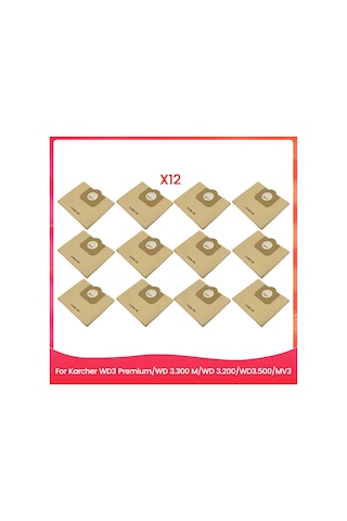 Synodicmonth Karcher Wd3 Premium/wd 3.300 M/wd 3.200/wd3.500/mv3 Elektrikli Süpürge Aksesuarları Yedek Parçaları İçin 12 Adet Toz Torbası