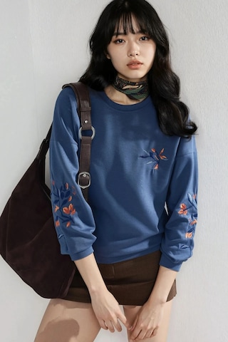 Hiccup Bersan Kadın Bisiklet Yaka Sweatshirt Fas Mavisi