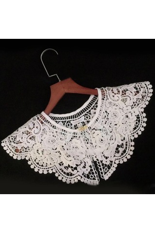 Padalink Beyaz Kırık Desenli Çıkabilir Kumaş Yaka, Kadınlar İçin Stili Artıran Dekoratif Nakışlı Shawl Çok Renkli