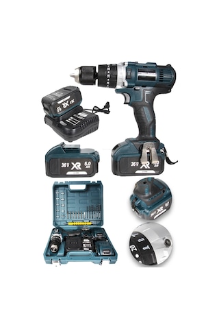 Bulldozer Blueforce 36 V Darbeli Akülü Şarjlı Vidalama Matkap Yeşil