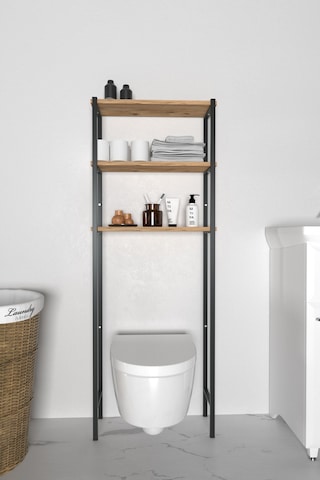 Banyo Wc Arkası Üstü Düzenleyici Raf Organizatör Havluluk Metal Gövde Banyo Rafı Kahverengi