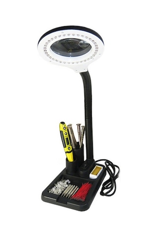 Esnek 5x /10x 40 Led Işıklı Büyüteç - Lamba Büyüteç Okuma - Çalışma Lehim Masa Lambası A808