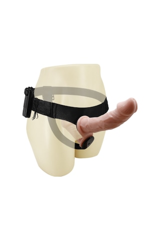 Lilitu Shop 17,5 cm Belden Bağlamalı Çift Taraflı Titreşimli Penis