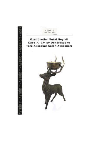 Özel Üretim Metal Geyikli Kase 77 Cm Ev Dekorasyonu Tarz Aksesuar Salon Aksesuarı