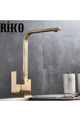 Sardıcı Riko Kare Mutfak Eviye Musluğu 7 Yıl Garantili Çift Su Girişli Krom - Siyah