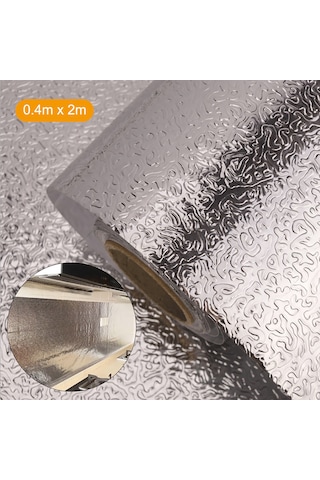 Gajeena Alüminyum Folyo Mutfak Sticker, Suya Yağa Dayanıklı, Isıya Dayanıklı, Kendinden Yapışkan, Camurluk Önleyici, Gümüş Portakal Kabuğu Deseni, 0.4m X 2m