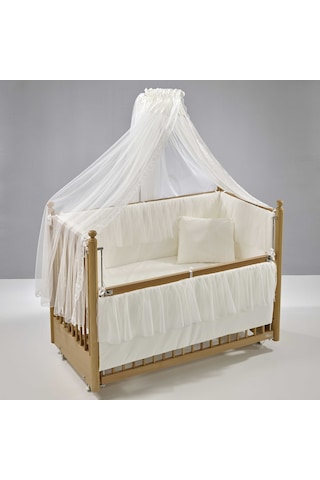 Meltem Kids Mondo Sallanır Ahşap Anne Yanı Beşik 60 x 120 CM Naturel Ekru