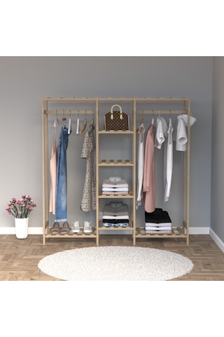 Ahşap Gardırop, Masif Ahşap Dolap, Açık Dolap, Gardırop 150x40x150 Ahşap