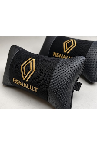Renault Oto Boyun Yastığı 2 Li Siyah Keten Kumaş Ergonomik Baş Destek Yastığı
