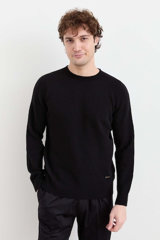 Desen Triko Erkek Sıfır Yaka Basic Yün Kazak 23525 Siyah