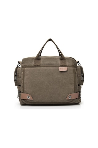 Çok Amaçlı Trend Çok Bölmeli Kanvas Büyük Kapasiteli Omuz Çantası D7017 Kahverengi