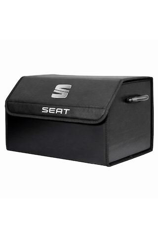 Seat Marka Logolu Oto Bagaj Organizer Çanta Oto Bagaj Çantası 2 Bölmeli Suni Deri 48 Cm X 31 Cm X 29 Cm