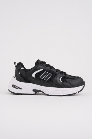 Muggo Shift Kadın Kalın Taban Bağcıklı Günlük Sneaker Spor Ayakkabı Siyah